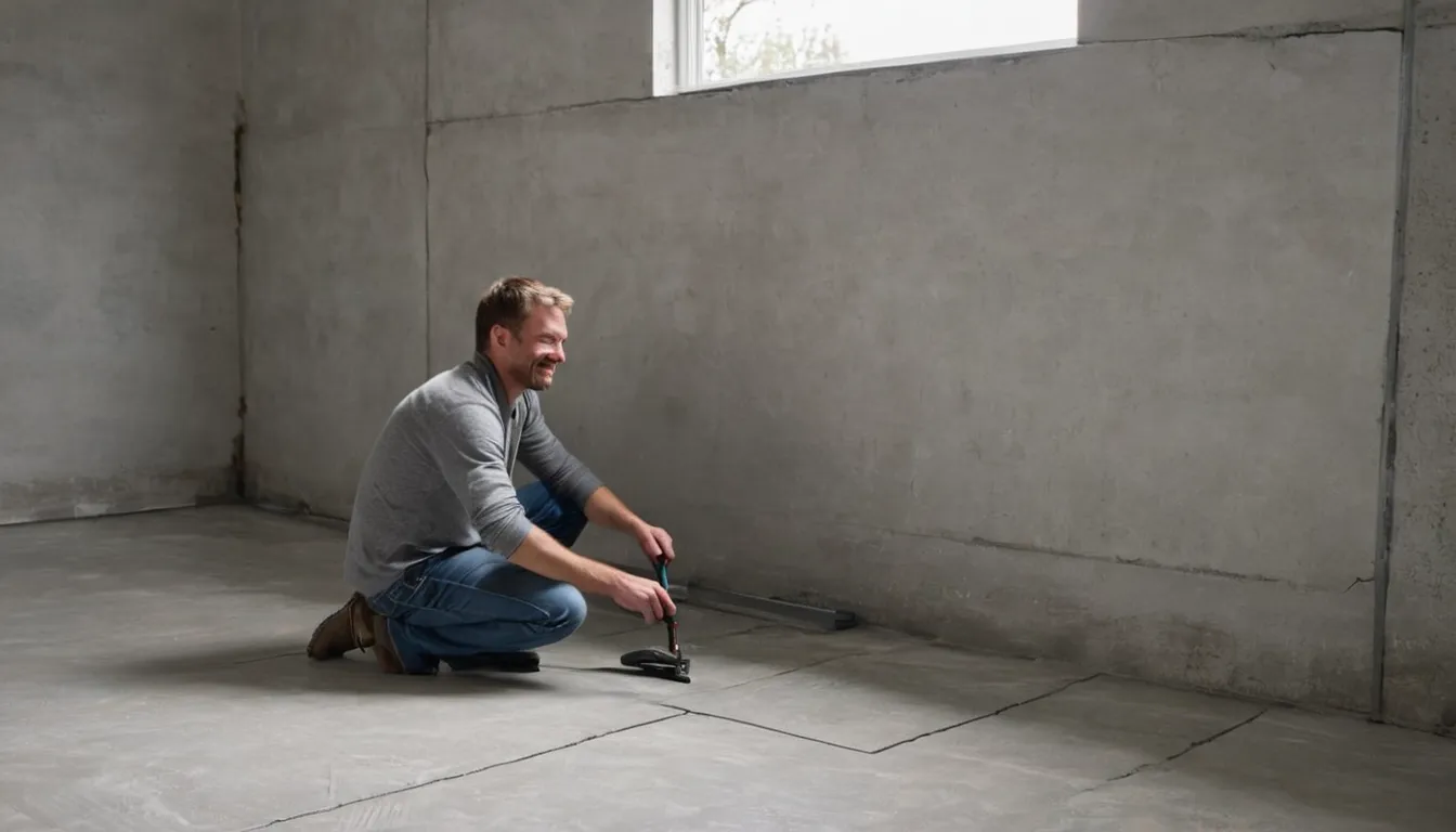 Homeowner and local coating provider reviewing a concrete basement floor in the Vernon area